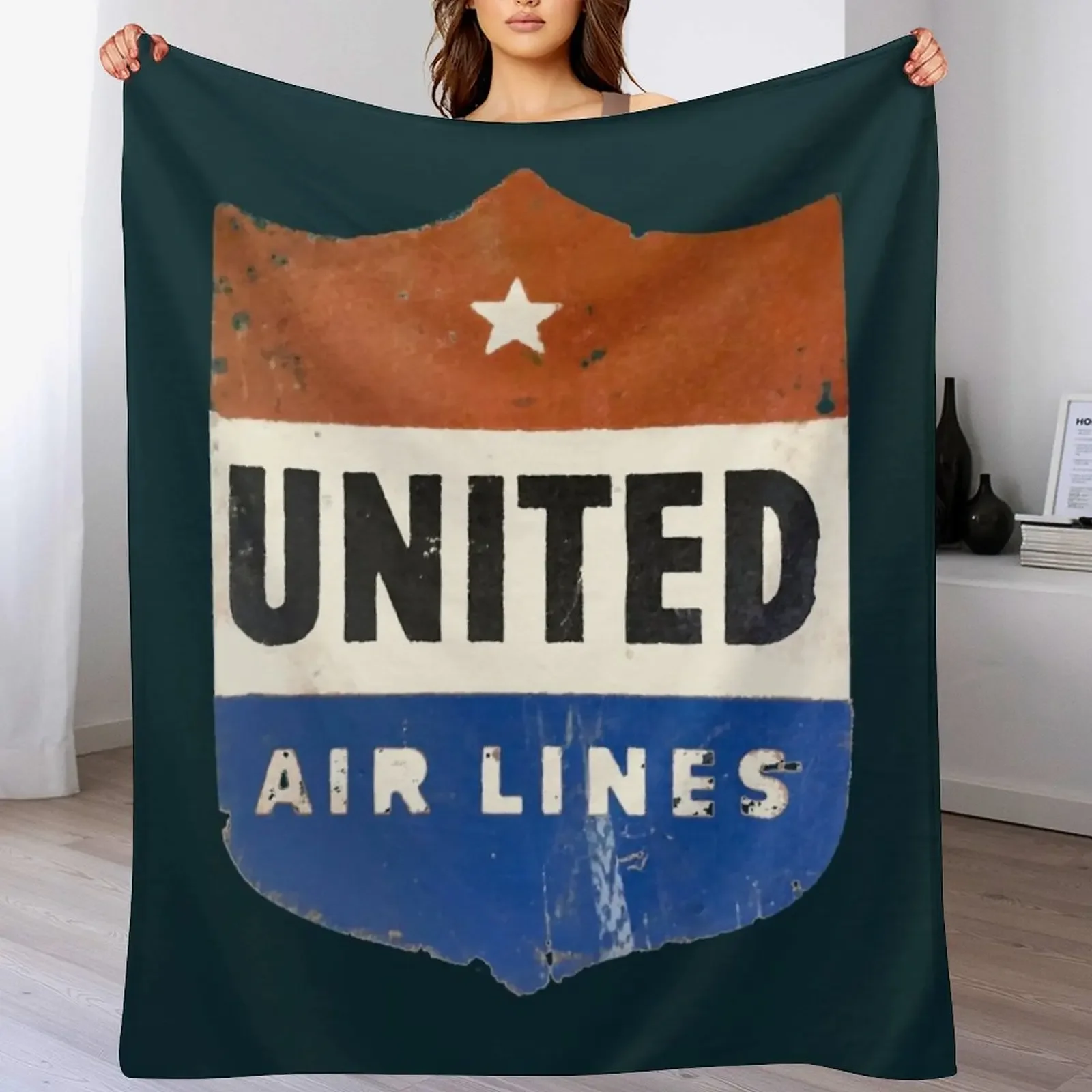 United Air Lines - Vintage Throw Blanket Ultra Plush Cozy Blanket for Napping Sleeping