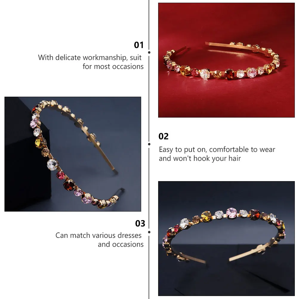 

1Pcs Crystal Hair Accessories Stylish Headdress Party Headband Simple Sweet Elegant Hair Decor for Girls Chic Headdress