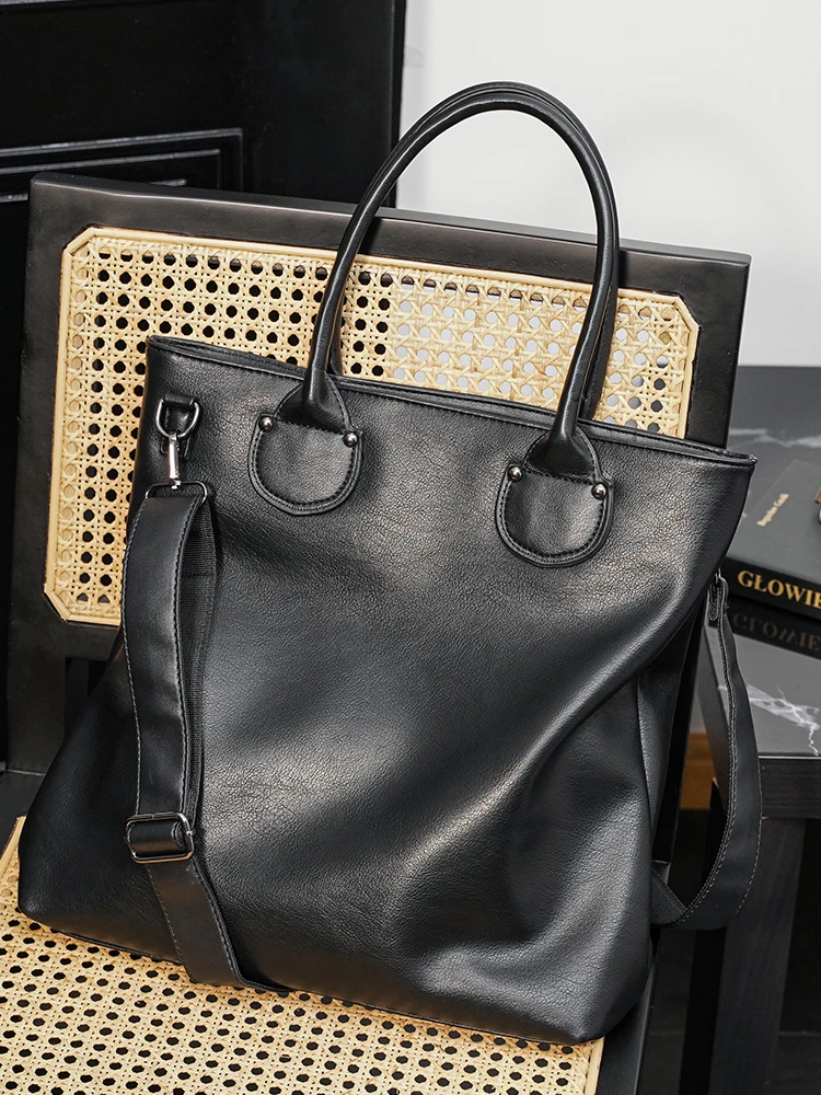 

Casual Business Men's Shoulder Bag Simple Travel Document Bag Computer Bag Trendy New Crossbody Bag Soft PU Leather Handbag