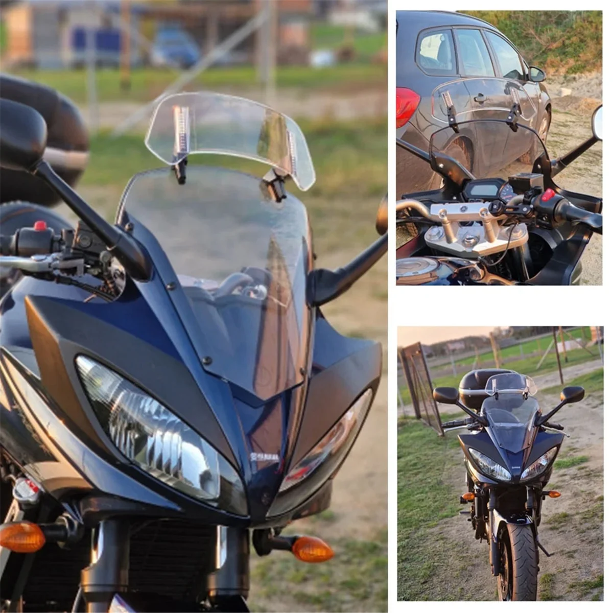 Spoiler regolabile per estensione parabrezza moto universale trasparente per BMW Kawasaki Yamaha Honda Suzuki 300x195x155MM -A74F