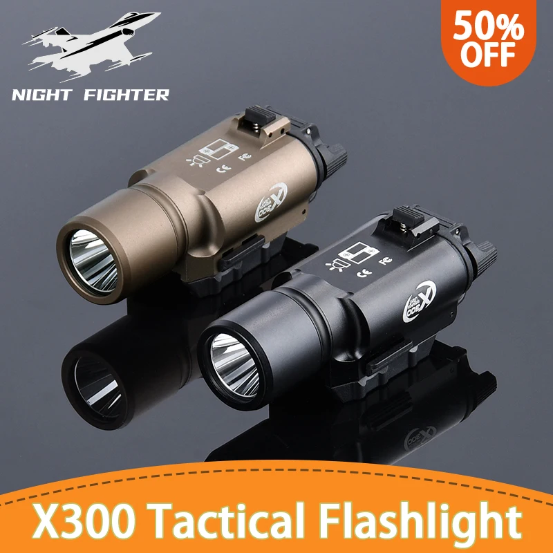 Tactical Surefir X300U X300 Ultra 600 Lumens Flashlight Hunting Weapon light Pistol Gun White LED Fit 20MM Rail Lanterna Torch