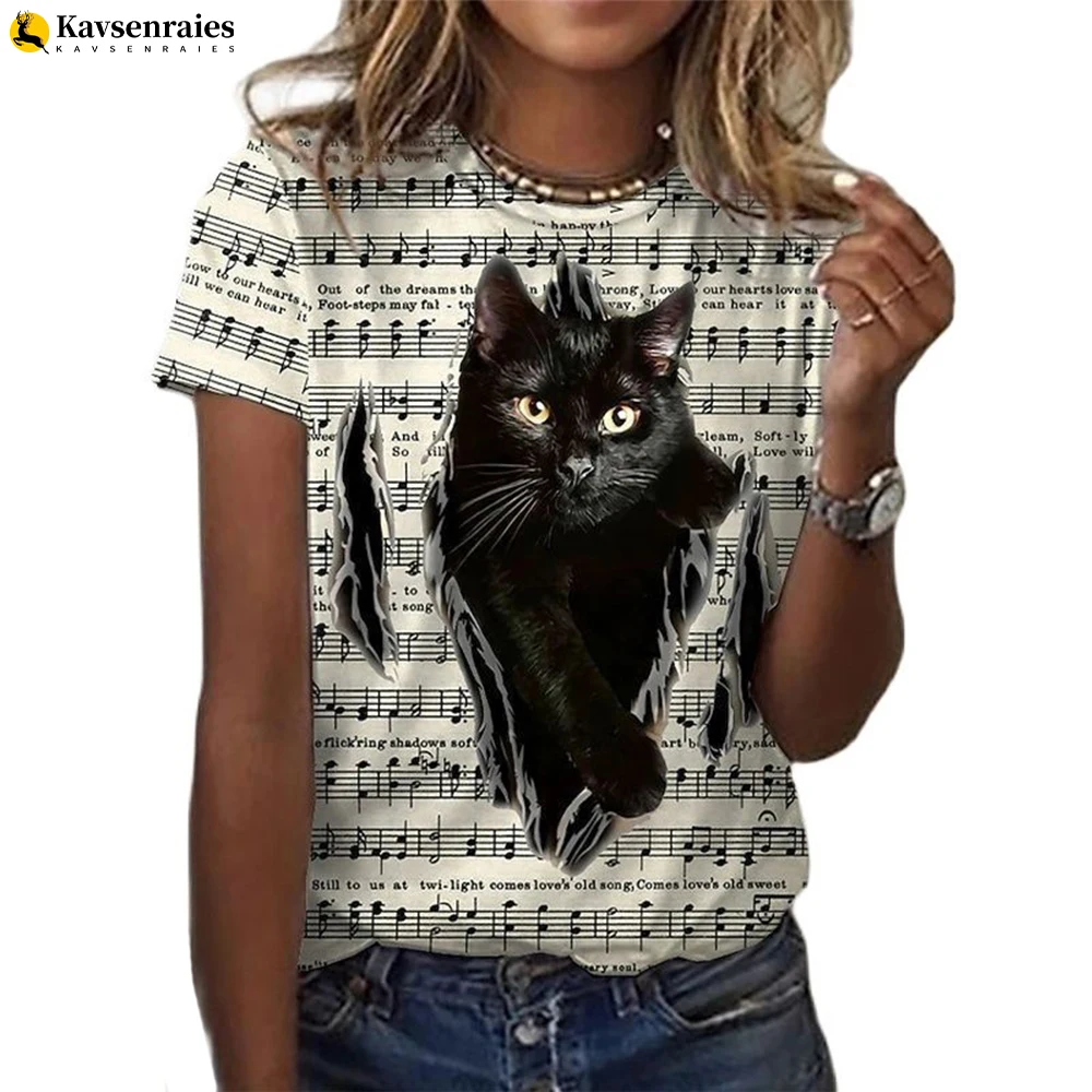 

New Summer Women's T-shirt Female Clothing Kawaii Cat 3D Print T Shirt Women Fashion Short Sleeved Casual Blouse Tops