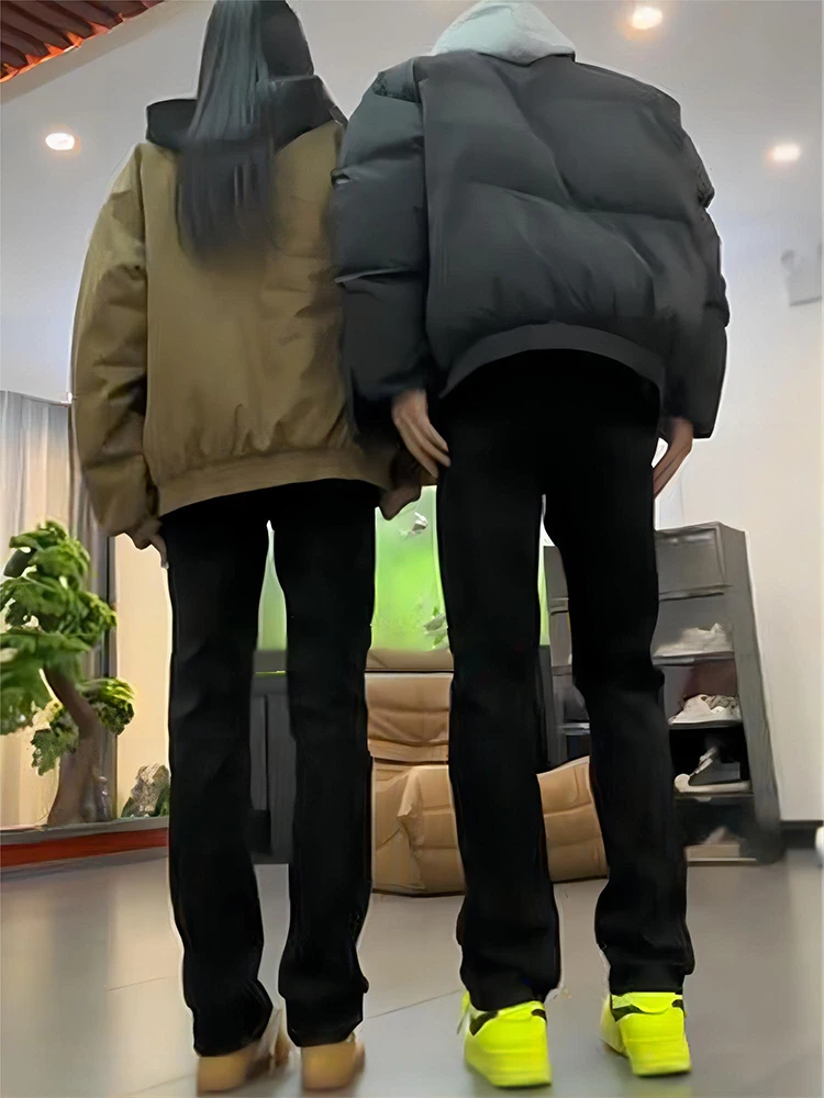 

Мужские джинсы Bla Fce Lined Cowboy с микро-клешем, прямые, с низкой посадкой, на молнии, для зимы, в уличном стиле