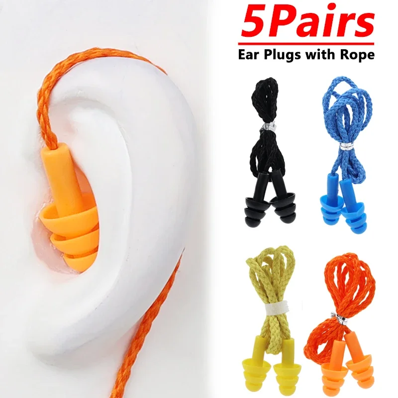 5/1Pairs Soft Ear Plug Waterproof Swimming Silicone Swim Earplugs For Adult Children Swimmers Diving Ear Plugs With Rope New