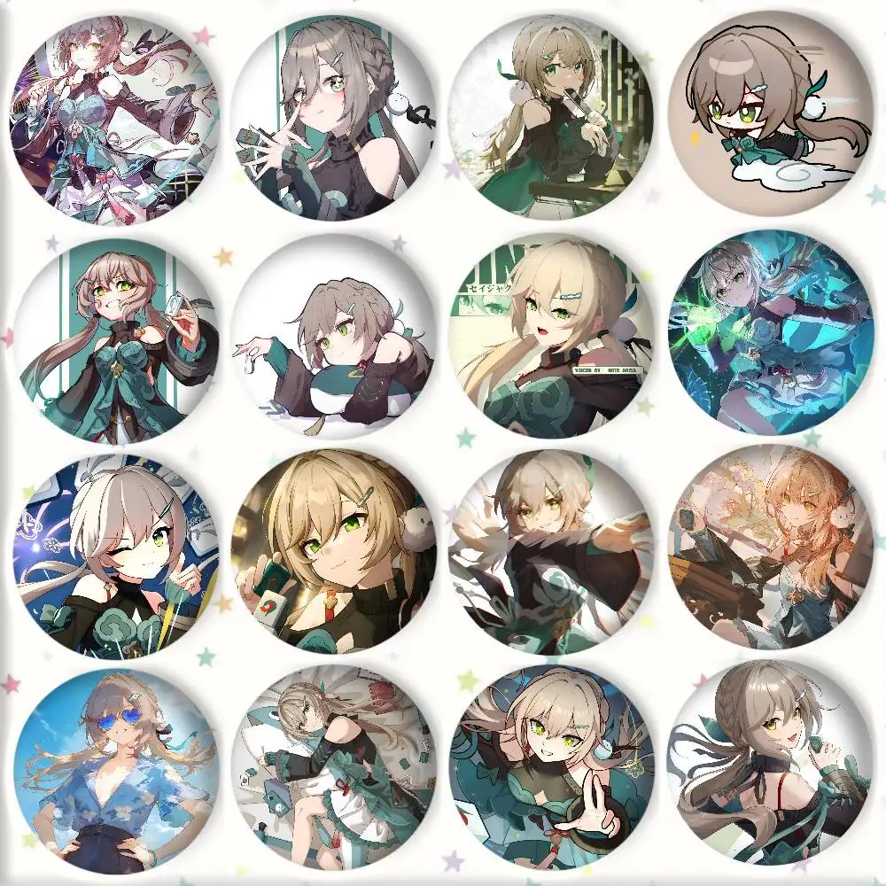 Anime Game Honkai Star Rail Qingque Badge Round Art Brooch Clothes Backpack Accessories Lapelnd Laserh