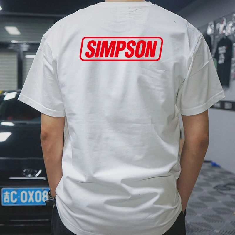 

American Motorcycle Equipment SIMPSON Helmet Short-sleeved T-shirt Cultural Shirt Trend Harajuku Simple Y2K Personality