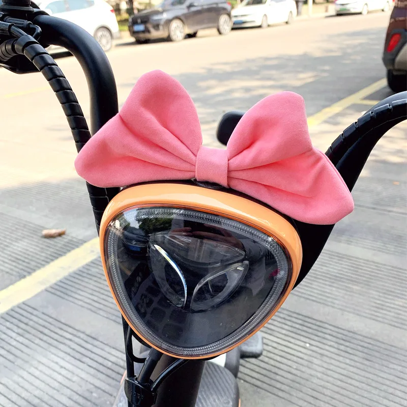 18x9cm Car Electric Bike Decoration Pink Bow Women\'s Scooter Motorcycle Accessories Cute Helmet Bow Ornaments Universal