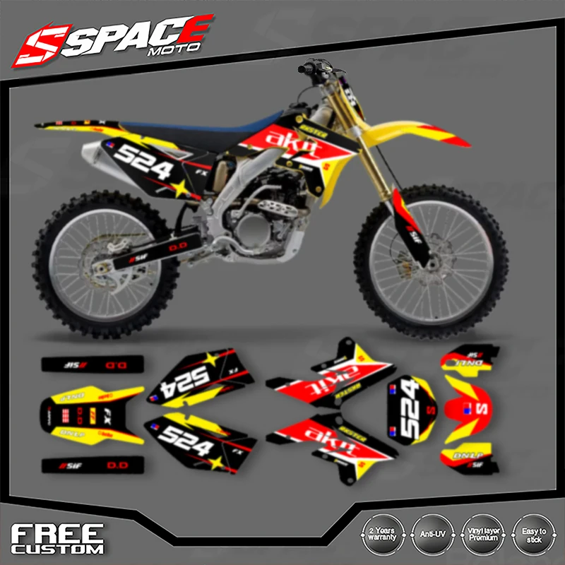 الفضاء مخصص للدراجات النارية الرسومات خلفية مائي لسوزوكي 2007 2008 2009 RMZ250 الشارات ملصقات أطقم 008