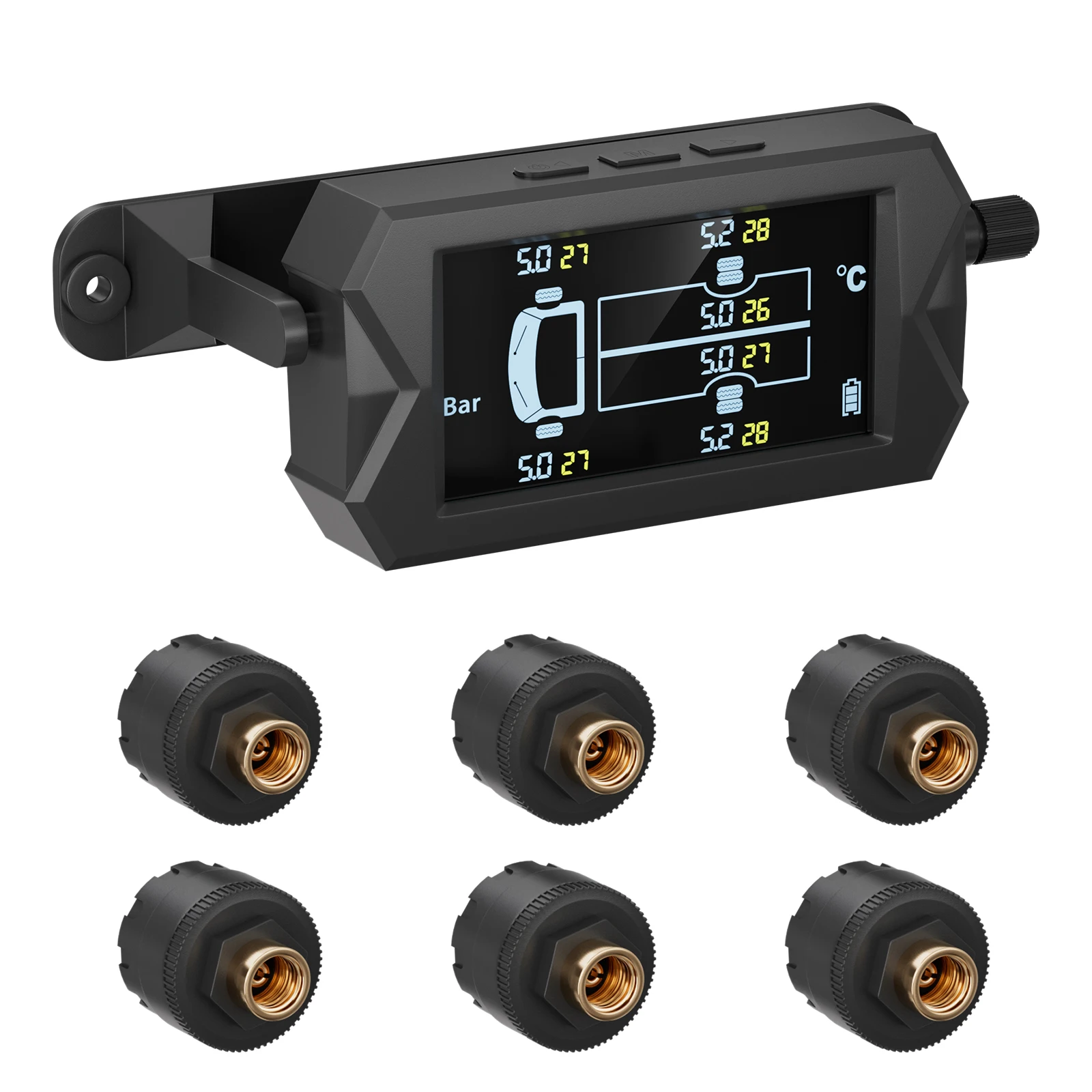 

0-116psi 0-217psi optional 6 pcs external sensors truck tire pressure monitoring system 6 tyres universal solar TPMS