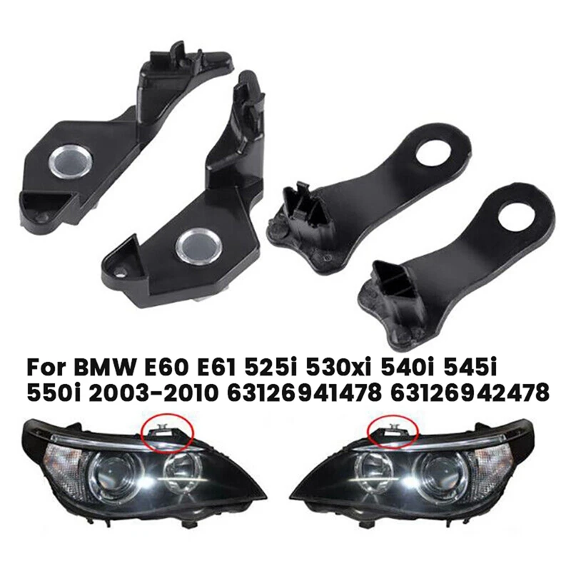 1Pair Front Headlight Bracket Repair Kits For BMW E60 E61 525I 530Xi 540I 545I 550I 2003-2010 63126941478 63126942478 Parts