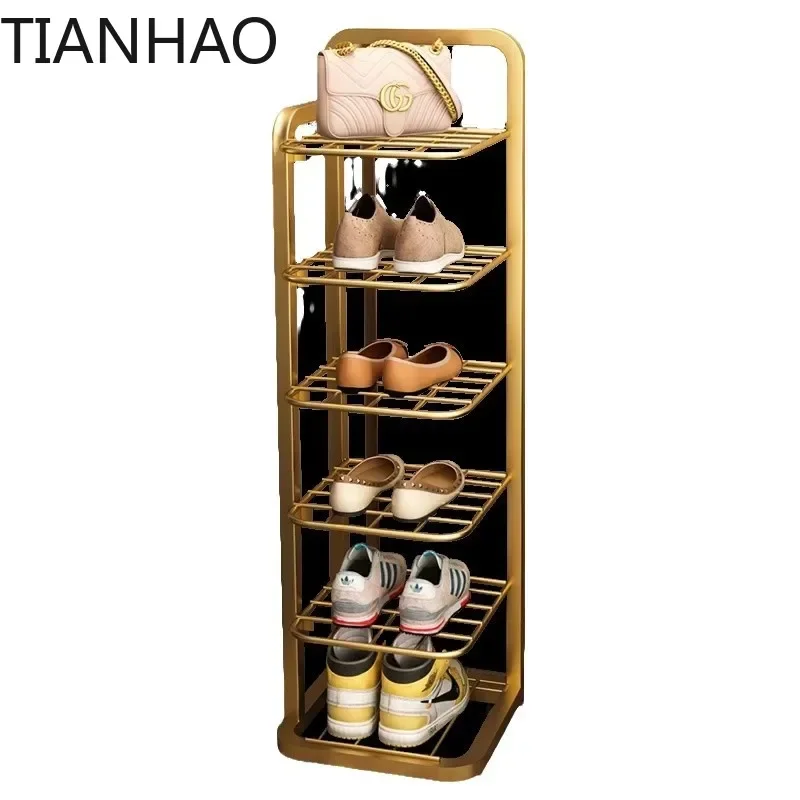 Wrought iron shoe rack, simple multi-layer dust-proof cabinet, narrow and mical corner in dormitory