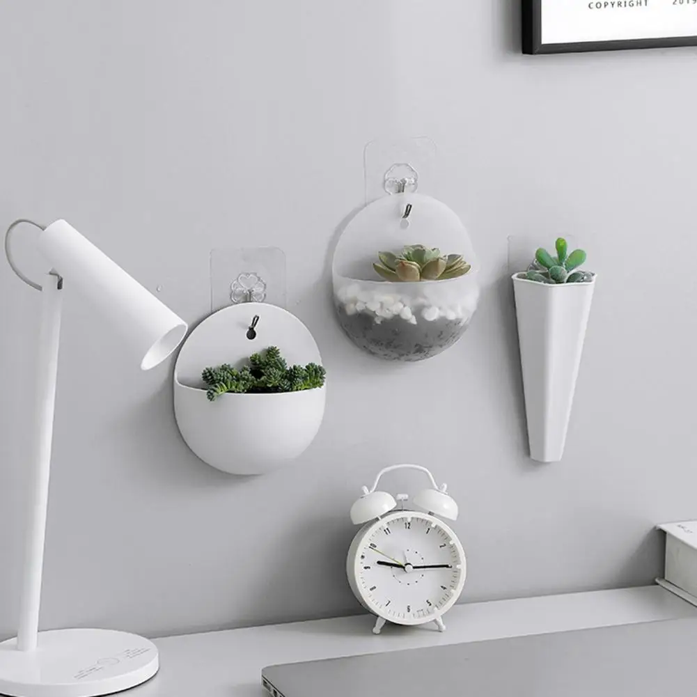 

Hanging Hole Design Planters Unique Wall-mounted Flower Pot Set for Small Plants Succulents Semi-circular -shaped for Flower