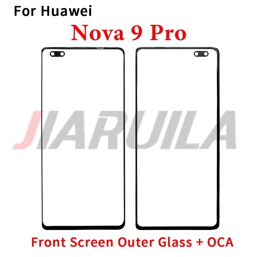 10Pcs，LCD Front Touch Screen Lens Glass with OCA For Huawei Nova 8 8i 9 Se Pro Y60 Y61 Y70 Plus Y70 Y71 Y72 Y90 Y91