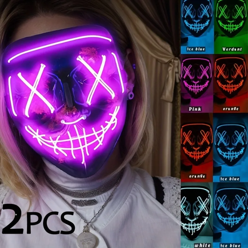 สายไฟ LED Light Up V Face หน้ากากสยองขวัญน่ากลัวคอสเพลย์เครื่องแต่งกาย Prop สําหรับปาร์ตี้ฮาโลวีน Masquerade แต่งตัวตกแต่ง