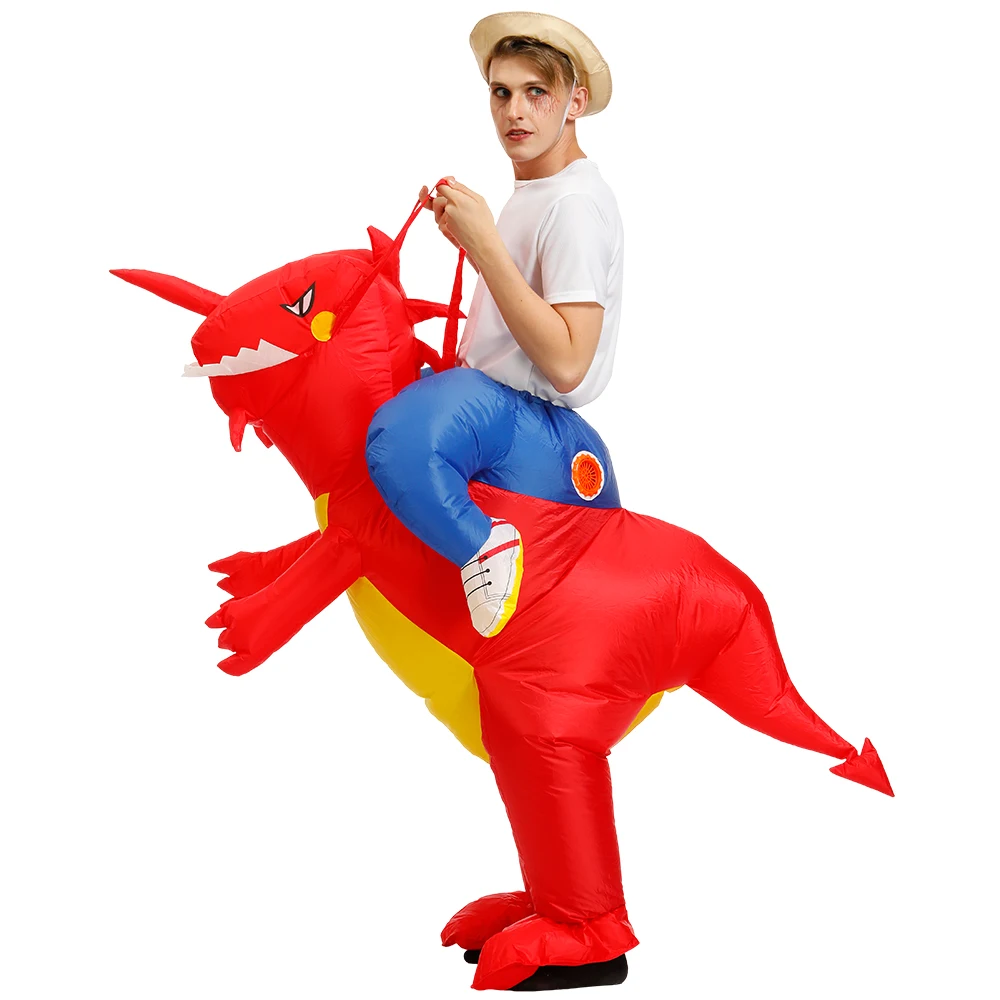 Adult Inflatable Dinosaur Costume Funny Fancy Unicorn Costumes for Halloween Purim Cosplay Party Dress Up for Men Women