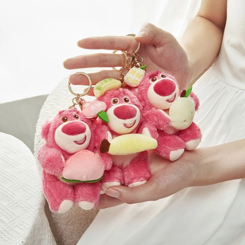 Disney perfumado Lotso Hold fruta colgante de felpa niñas niños dibujos animados oso juguetes de peluche llaveros bolsa mochila llaveros rellenos