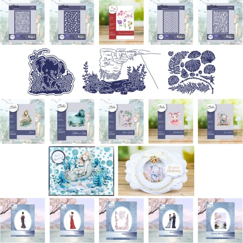 Pearl oysters sea grass in the ocean Stencil And Dies New Arrival 2026 Scrapbook Diary Decoration Stencil Embossing Template DIY