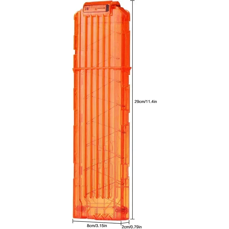 1/4 szt. Miękkie klipsy kulkowe 18 kul Klipsy do pistoletu do rzutek Klips do magazynu do pistoletu zabawkowego Pistolet do rzutek (przezroczysty pomarańczowy)