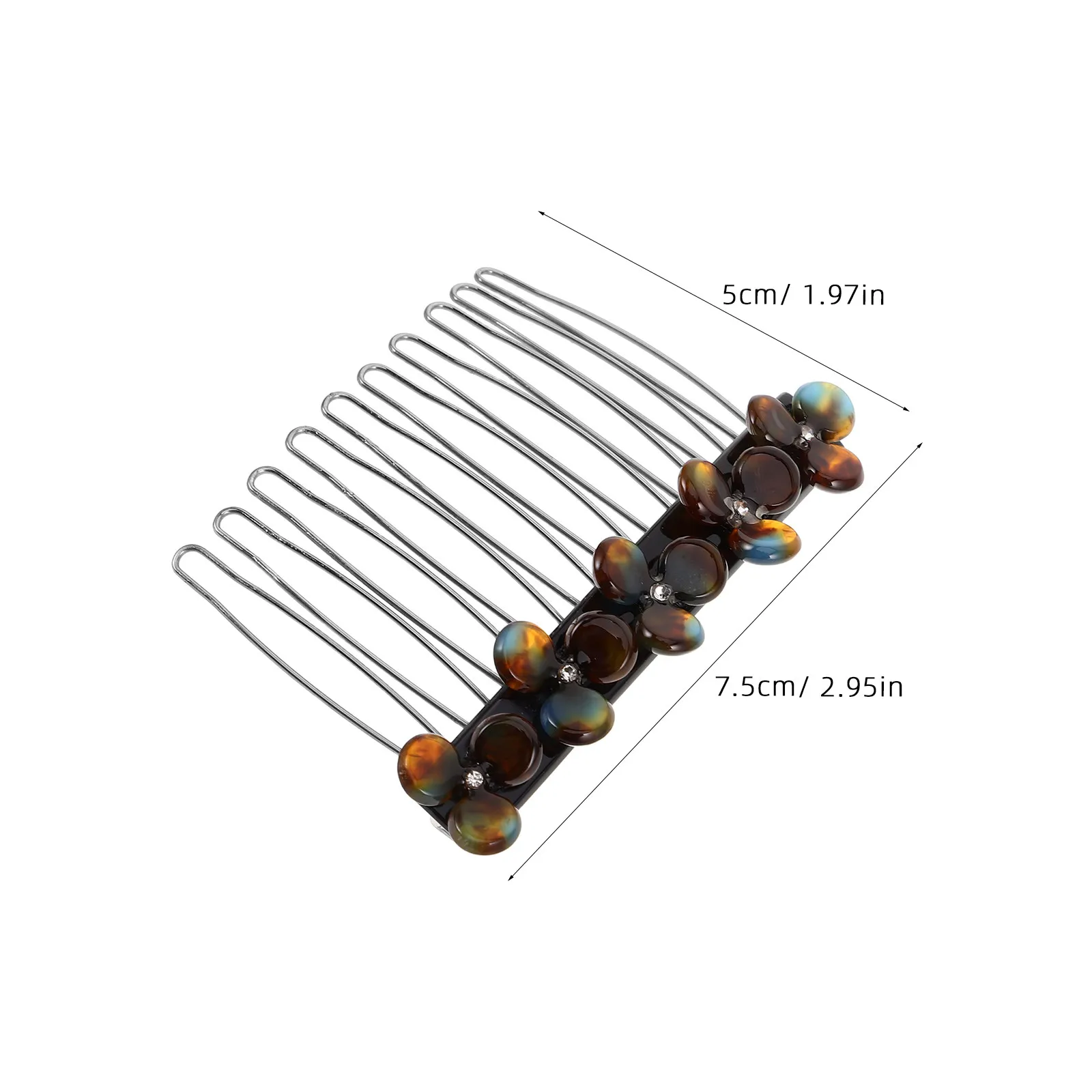 Flower Hair Comb 2 Pack for Women Lightweight Acetate Mini Side Combs Secure Grip for Styling Work Daily Wear