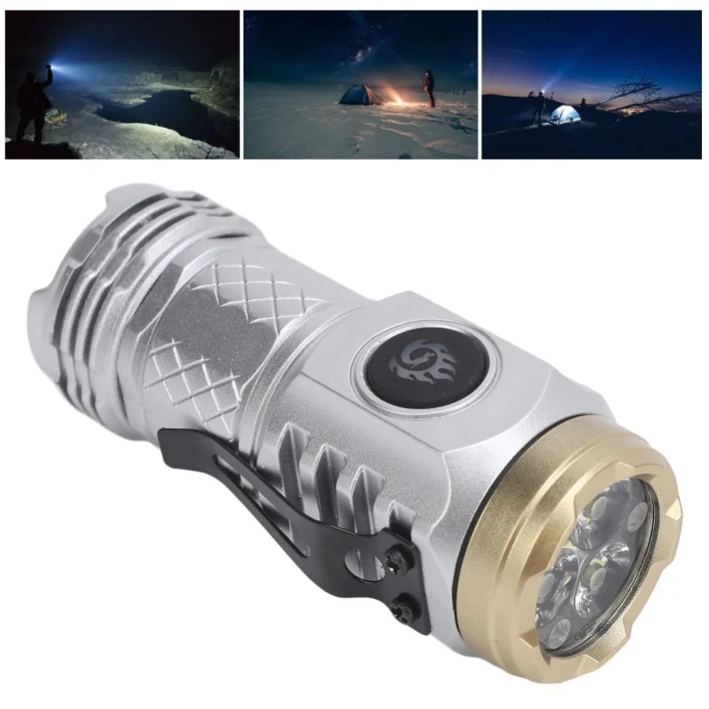 

Mini LED Flashlight Portable Rechargeable Long Range Flashlight Multiple Modes For Outdoor Camping Hiking Silver
