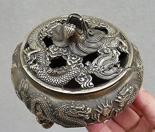 Chinese Favorites Bronze statue dragon Collectibles incense burner /Censer