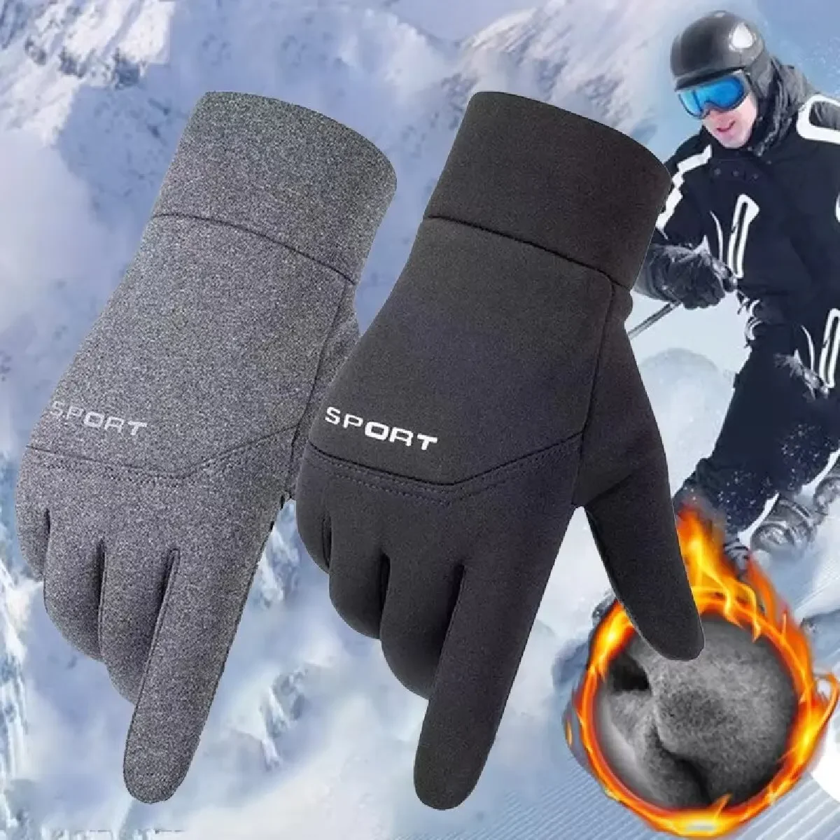 Luvas de inverno para homens e mulheres, luvas quentes à prova de vento com tela sensível ao toque, à prova d'água, caminhadas, esqui, pesca, ciclismo, snowboard, luvas antiderrapantes