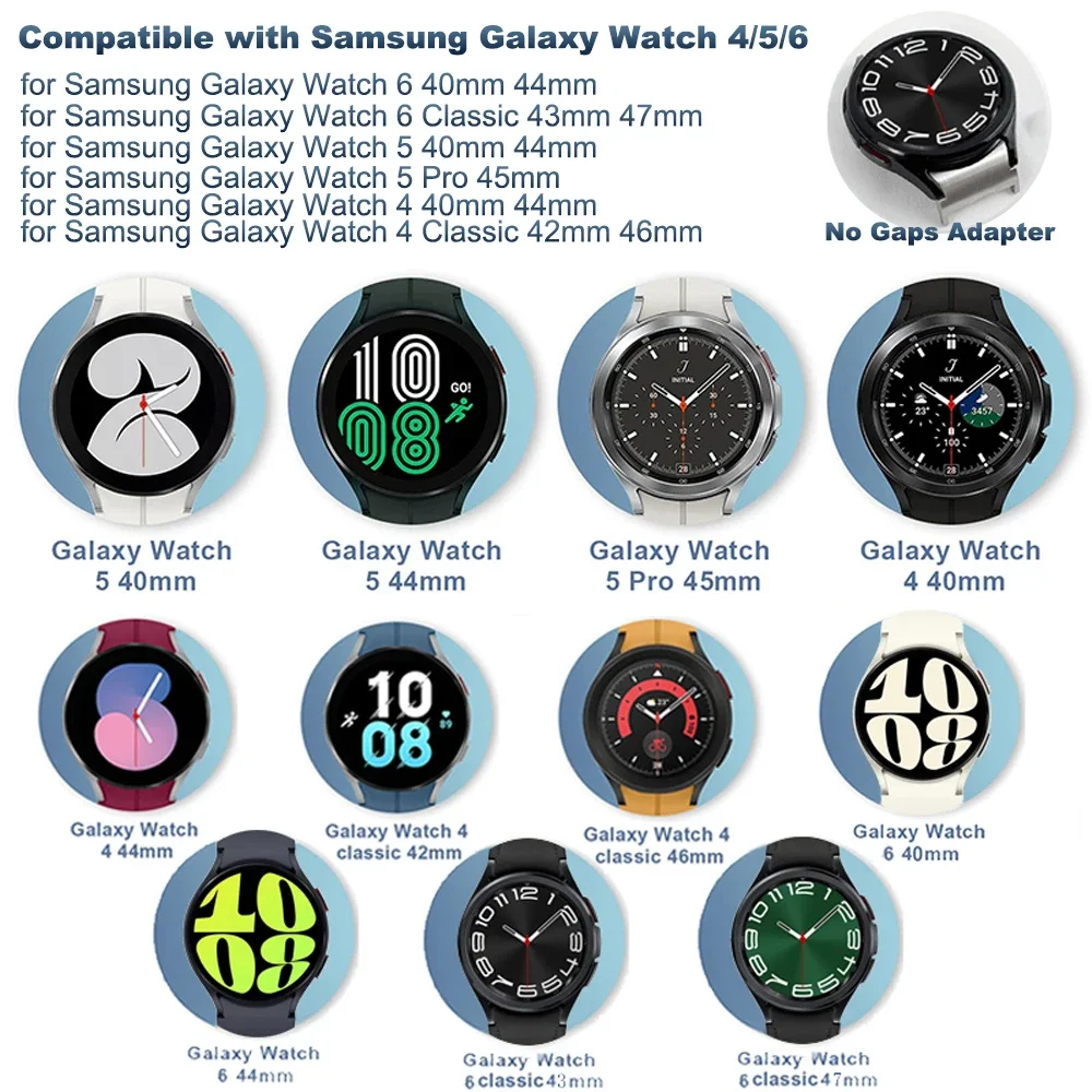 Cinturino magnetico in silicone per Samsung Galaxy Watch6 Classic 47mm 43mm 5Pro 45mm Quick Fit No Gaps Sport 6/5/4 40mm 44mm 20mm Band
