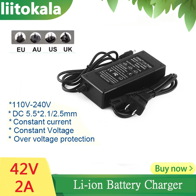 LiitoKala 36V 5A  42V Charger Input Lithium Li-ion Li-poly Charger For 10Series 36V Electric Bike