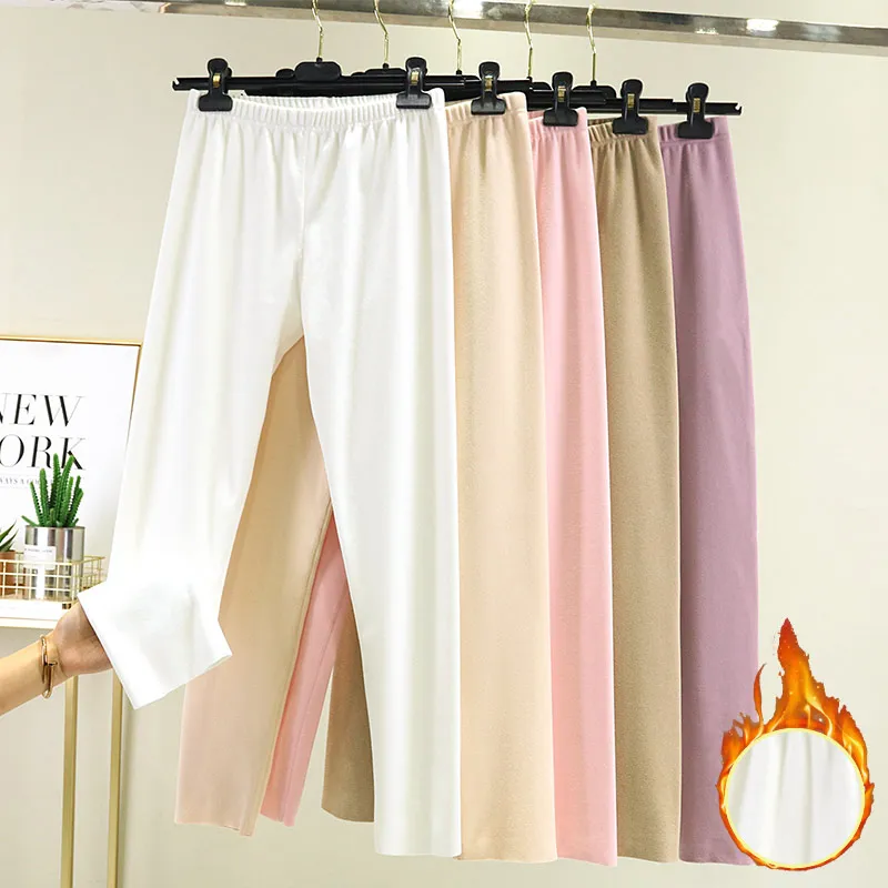 Thickened High-Waist Women's Thermal Autumn Pants Self-Heating Seamless Cotton Wool Trousers Warm Long Pants for Autumn Winter