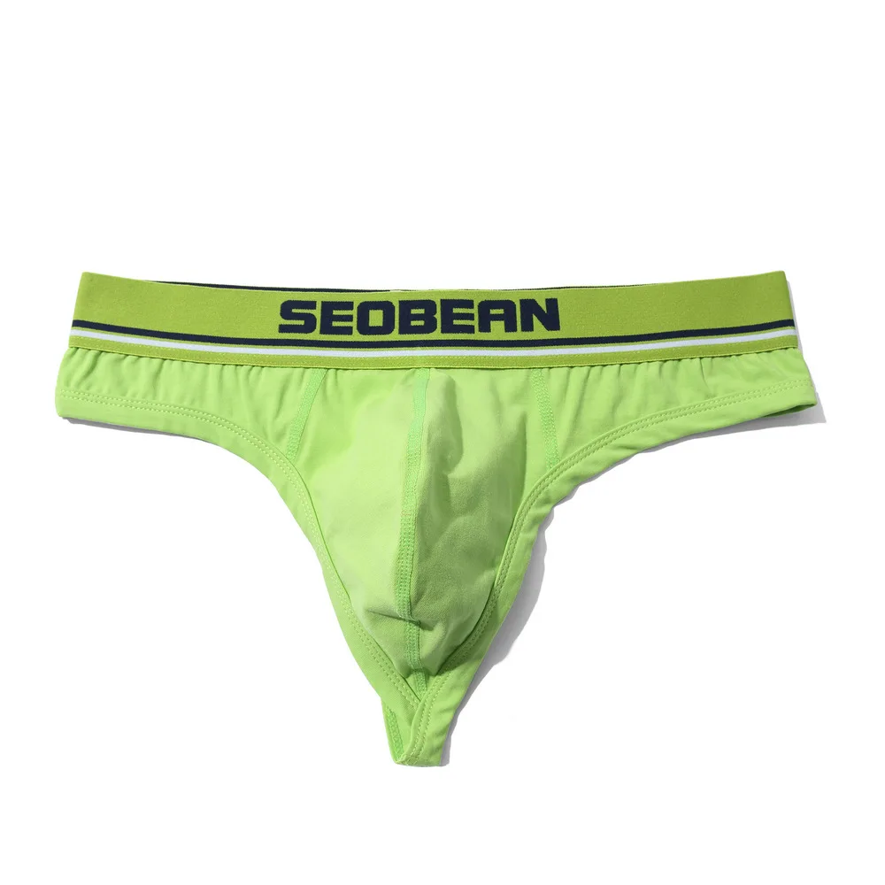 

Men Sexy T Back Thong Cotton Breath Comfort Sweat Absorp Mankini Youth Low Waist U Convex Pouch G-string Open Buttock Underpants