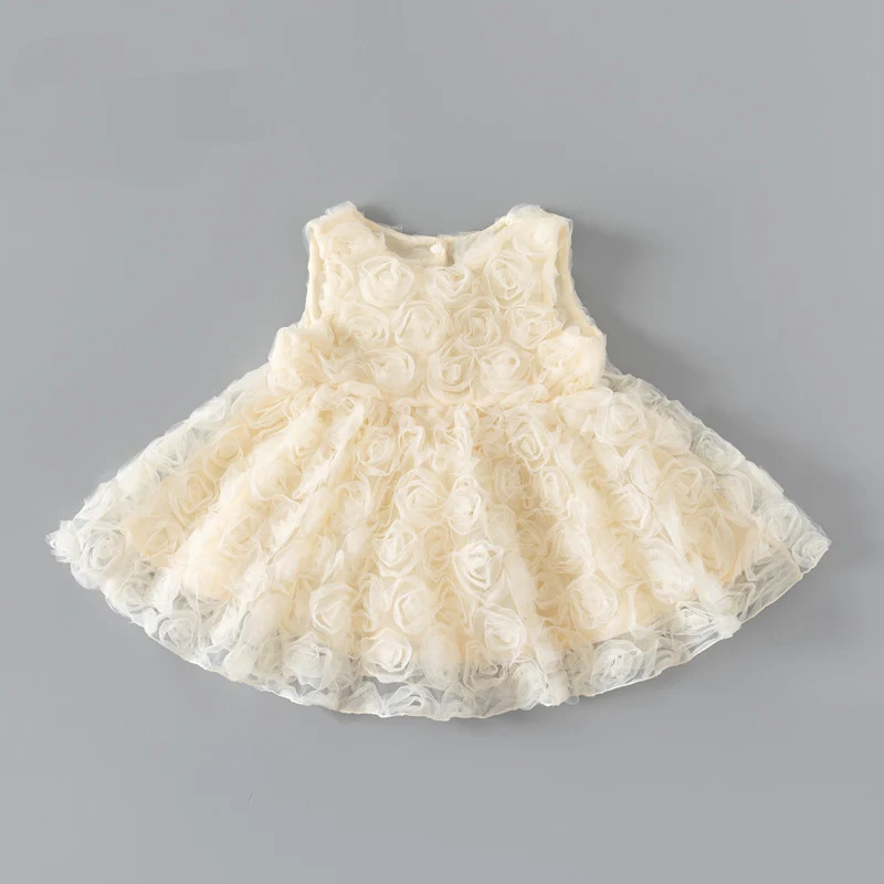 2026 New Summer 0-3Yrs Infant Birthday Party Wedding Princess Dress Toddler Baby Girl Baptism Dress Lace Mesh Splicing