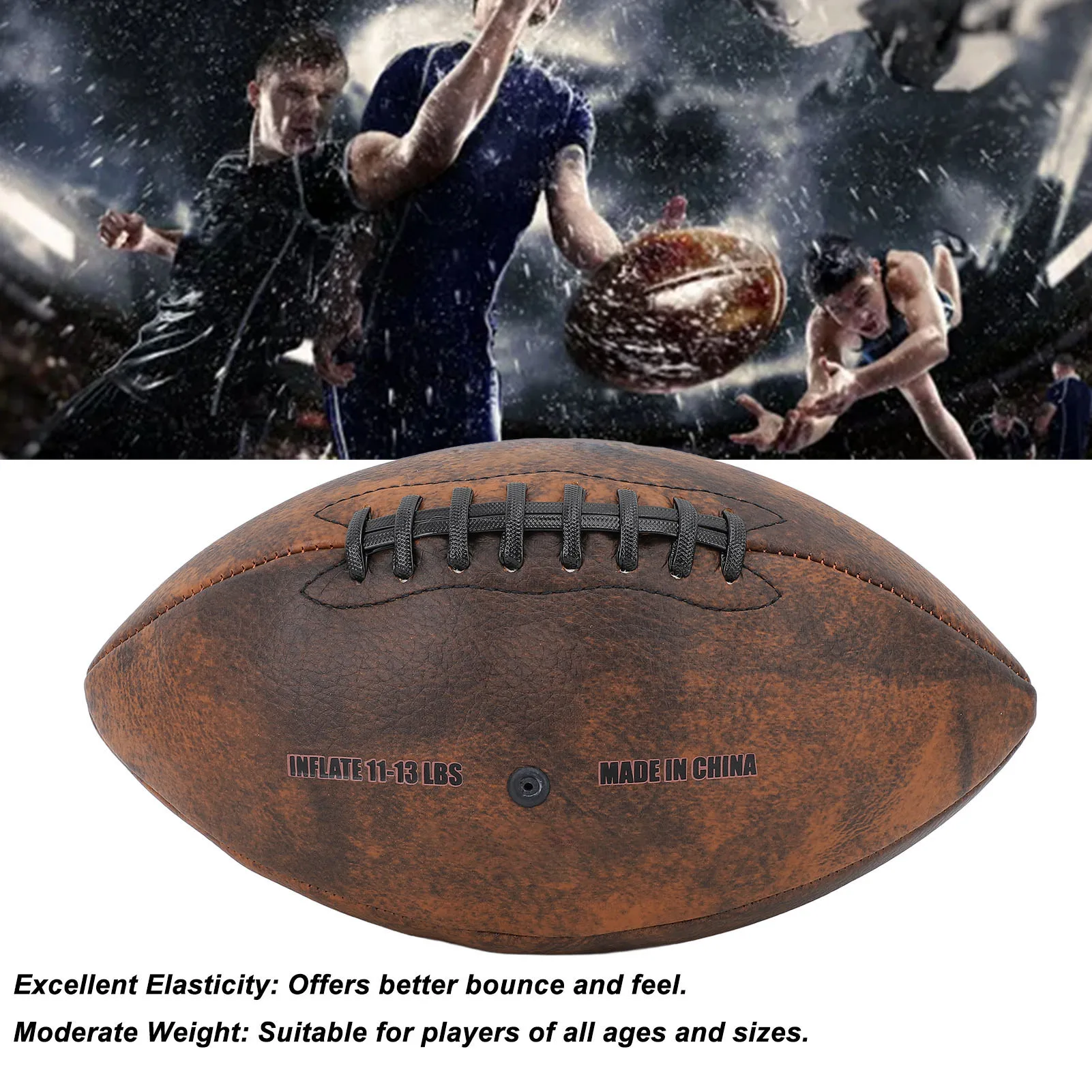 Training Football Size 9 Rugby Ball PU Comfortable Grip Vintage Design Durable Sports Football For Game Match