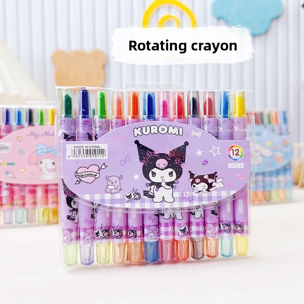 

Sanrio Crayons Kuromi My Melody Cinnamoroll Twistable Crayons Painting Drawing Pens Oil Pastels Kids Art Stationery
