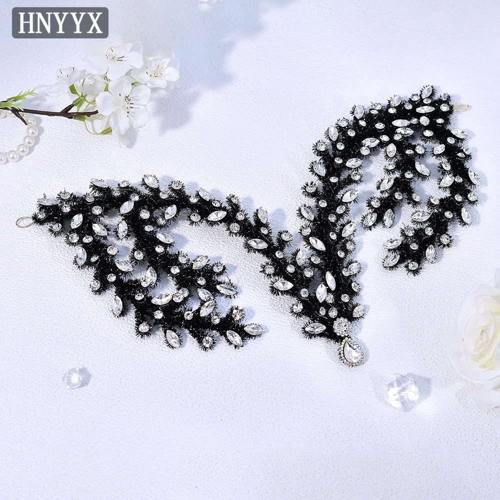 HNYYX Accessori unici per capelli da sposa da sposa Copricapo fatto a mano con strass Copricapo elegante con catena sulla fronte delle nuove donne A380