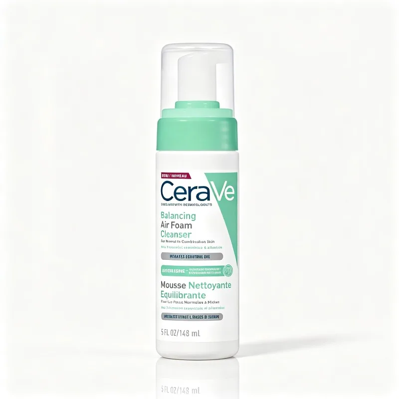 CeraVe 148ml Gentle Air‑Foam Face Wash with Niacinamide, Lightweight Cleansing Mousse for Normal‑Combination Skin