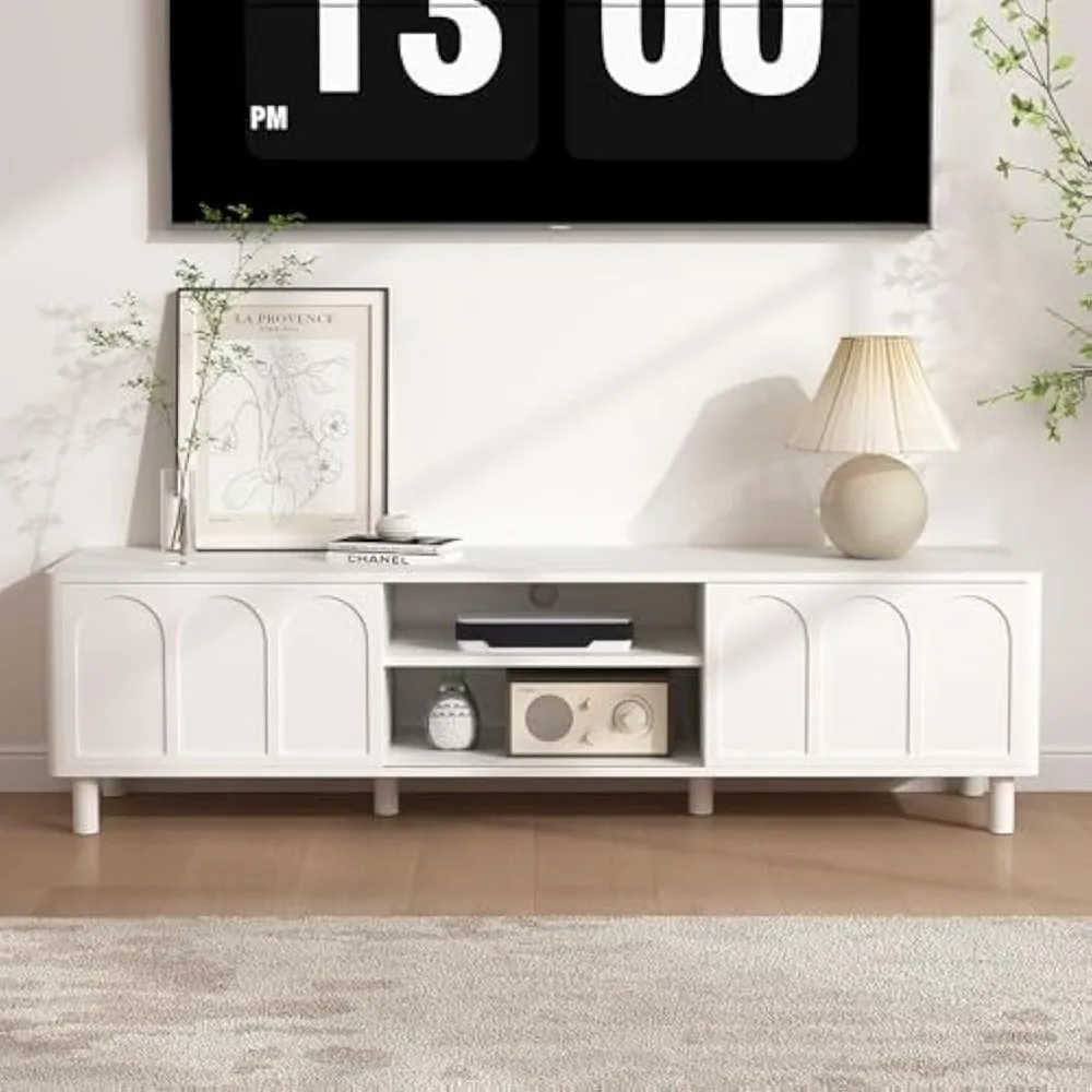 tv stand for tvs up to 70'', entertainment center with large storage for living room, media console with sliding doors and adjus