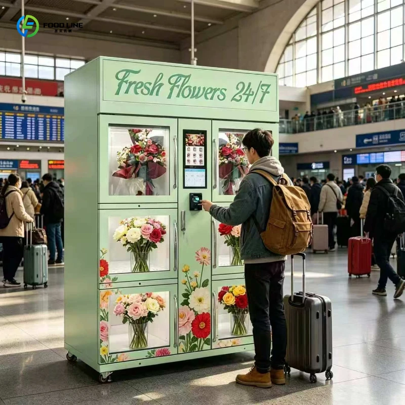 Fresh Flower Vending Machine Unmanned Self Service Cashless Payment for Cafe Lounge Stadium Metro Train
