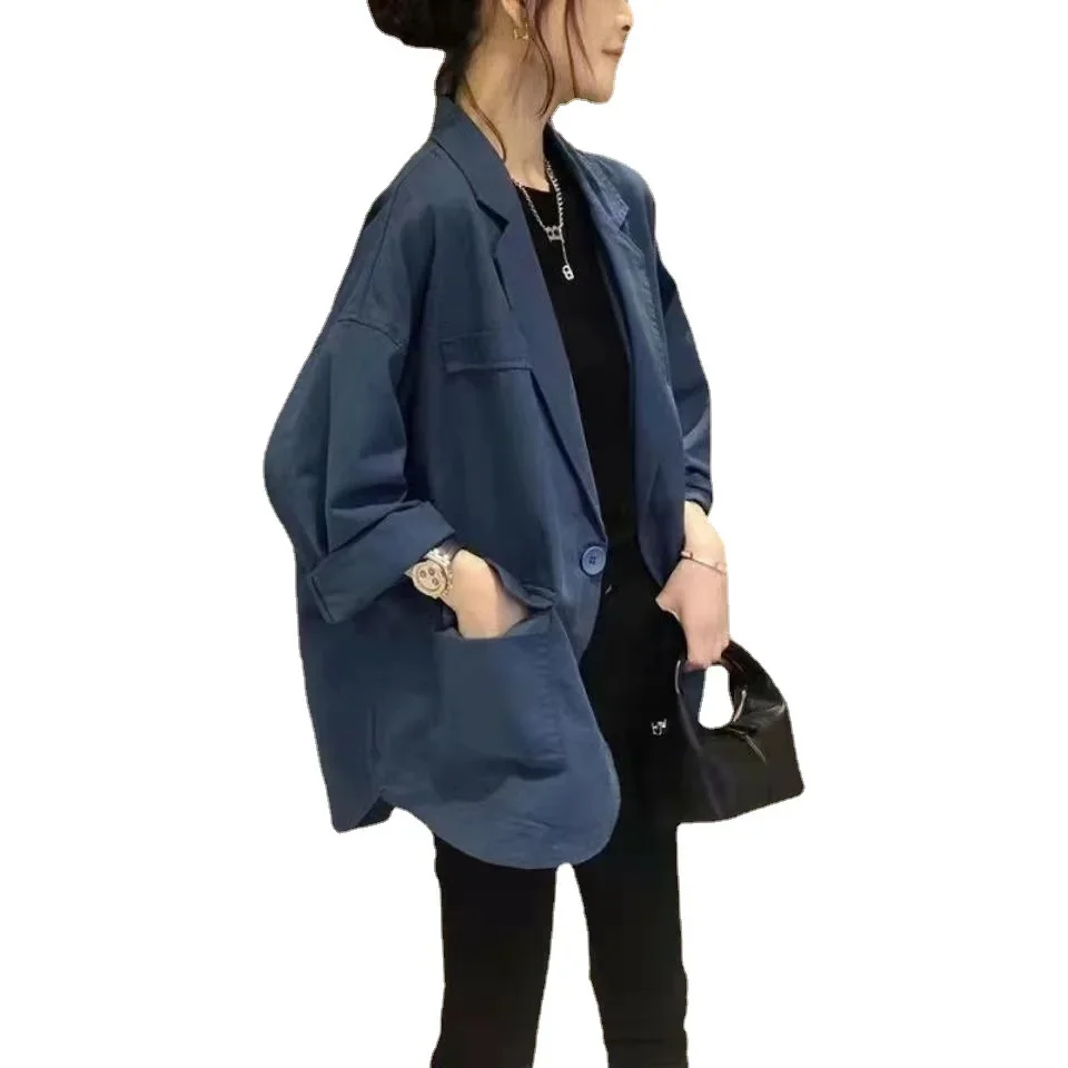 Abrigos de traje de manga larga de gran tamaño para mujer, chaqueta elegante holgada informal a la moda con bolsillos y cuello con muescas, chaquetas de traje de 3 colores