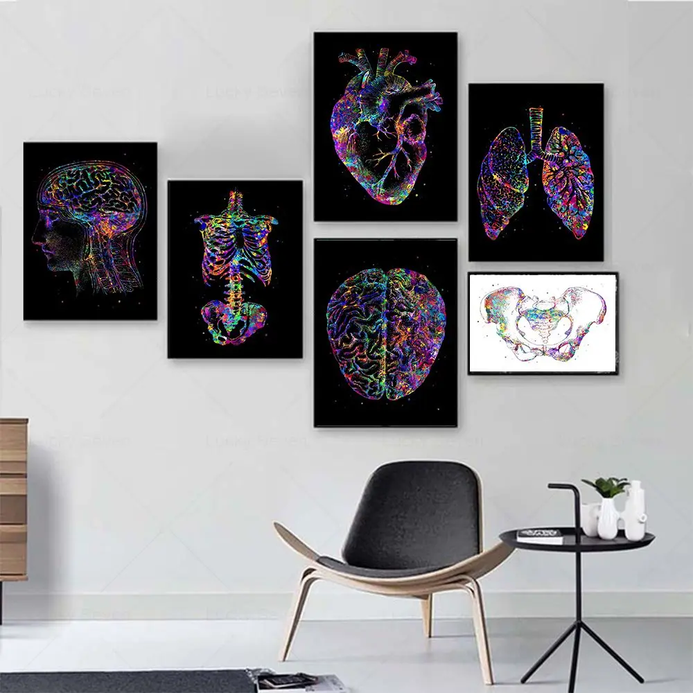 

Human Anatomy Poster Skeleton Bones Decorative Paintings Canvas Wall Art Medical Office Clinic Photos Physiotherapy Room Decor