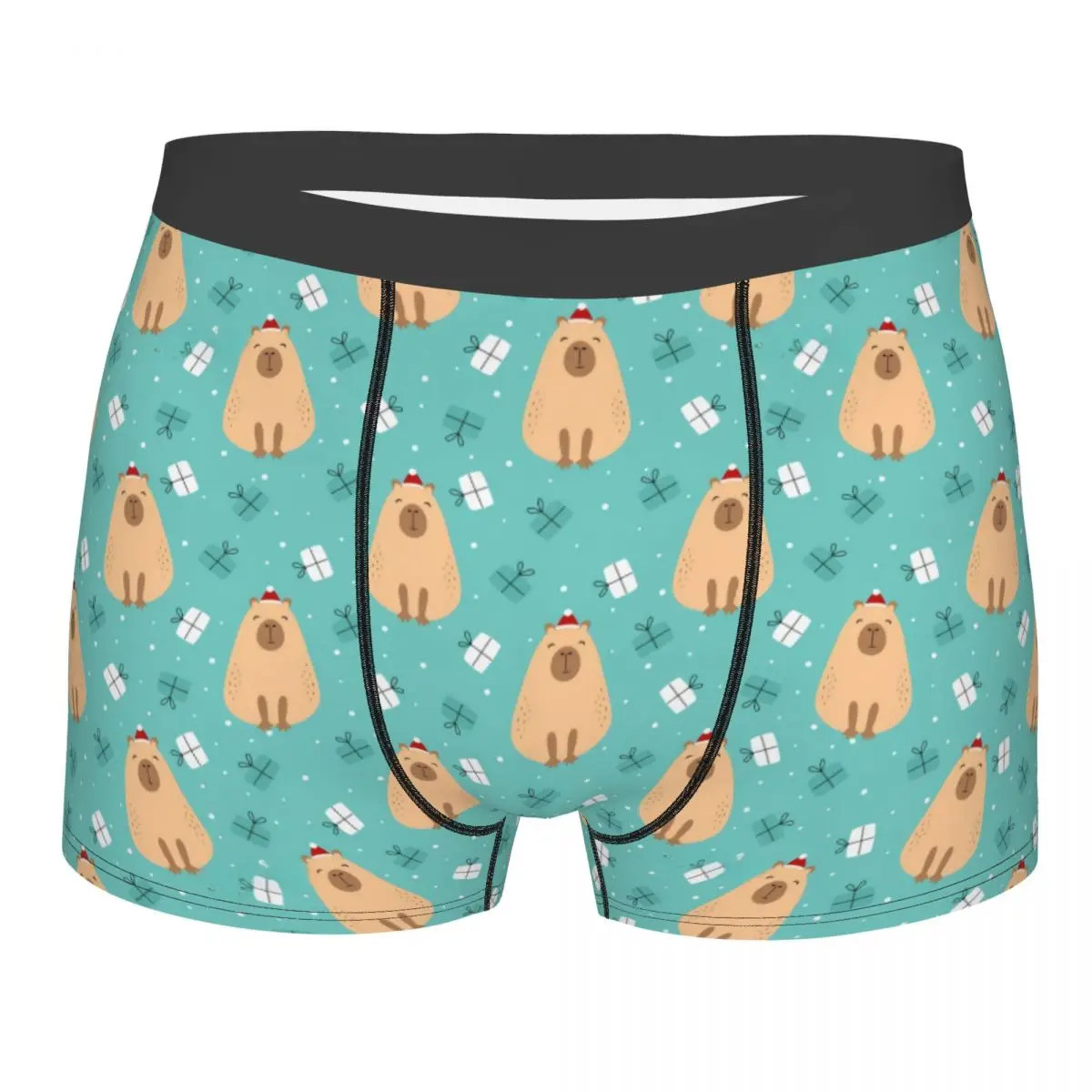 Custom Merry Christmas Capybara Cute Cartoon Pattern Underwear Male Printed Boxer Shorts Panties Briefs Breathable Underpants