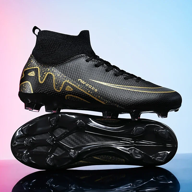 

Original Men Football Field Boots FG/TF Studded Ultralight Women Adult High Ankle Soccer Shoes Cleats Society Turf Boys Sneakers