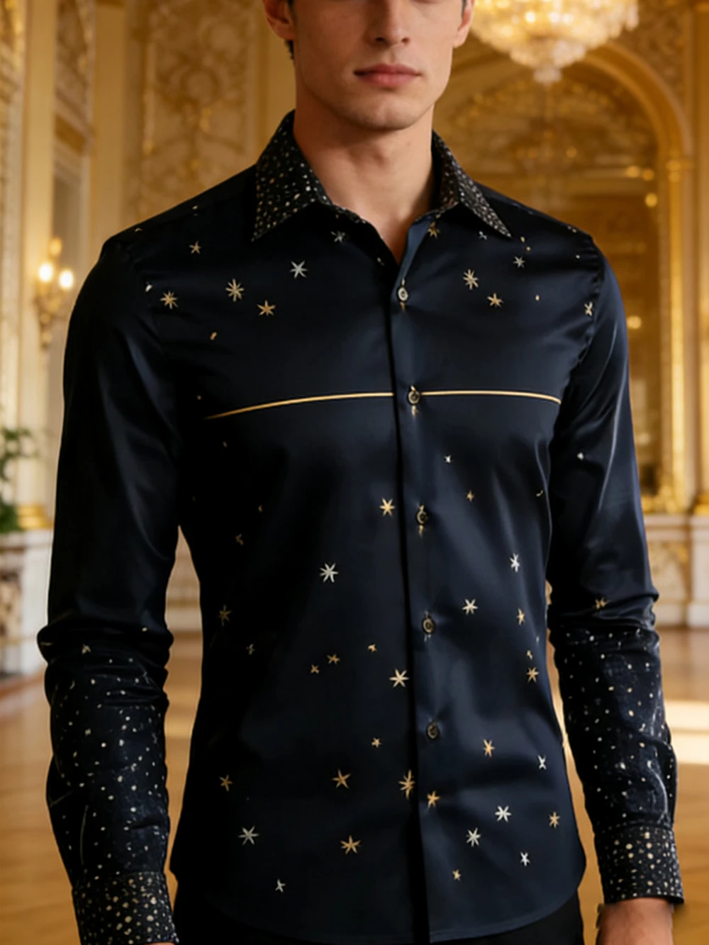 Camicia da uomo con stampa 3D del drago dorato della linea semplice Hawaii Beach Leisure Vacation Abiti da strada per feste aziendali con risvolto a maniche lunghe