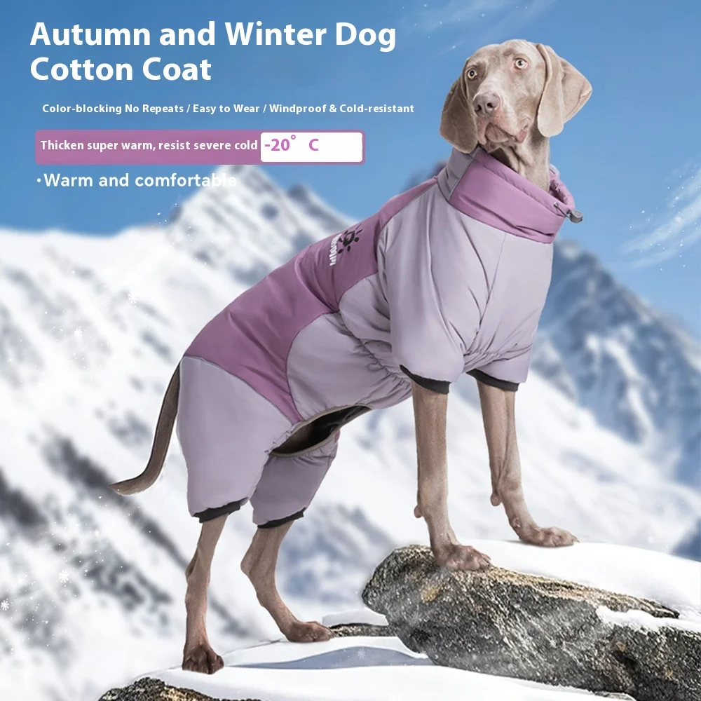 

Winter Waterproof Pet Clothing for Big Dogs Four-Legged Winter Cotton-Padded Jacket Thick All-Inclusive New Dog Clothes Print