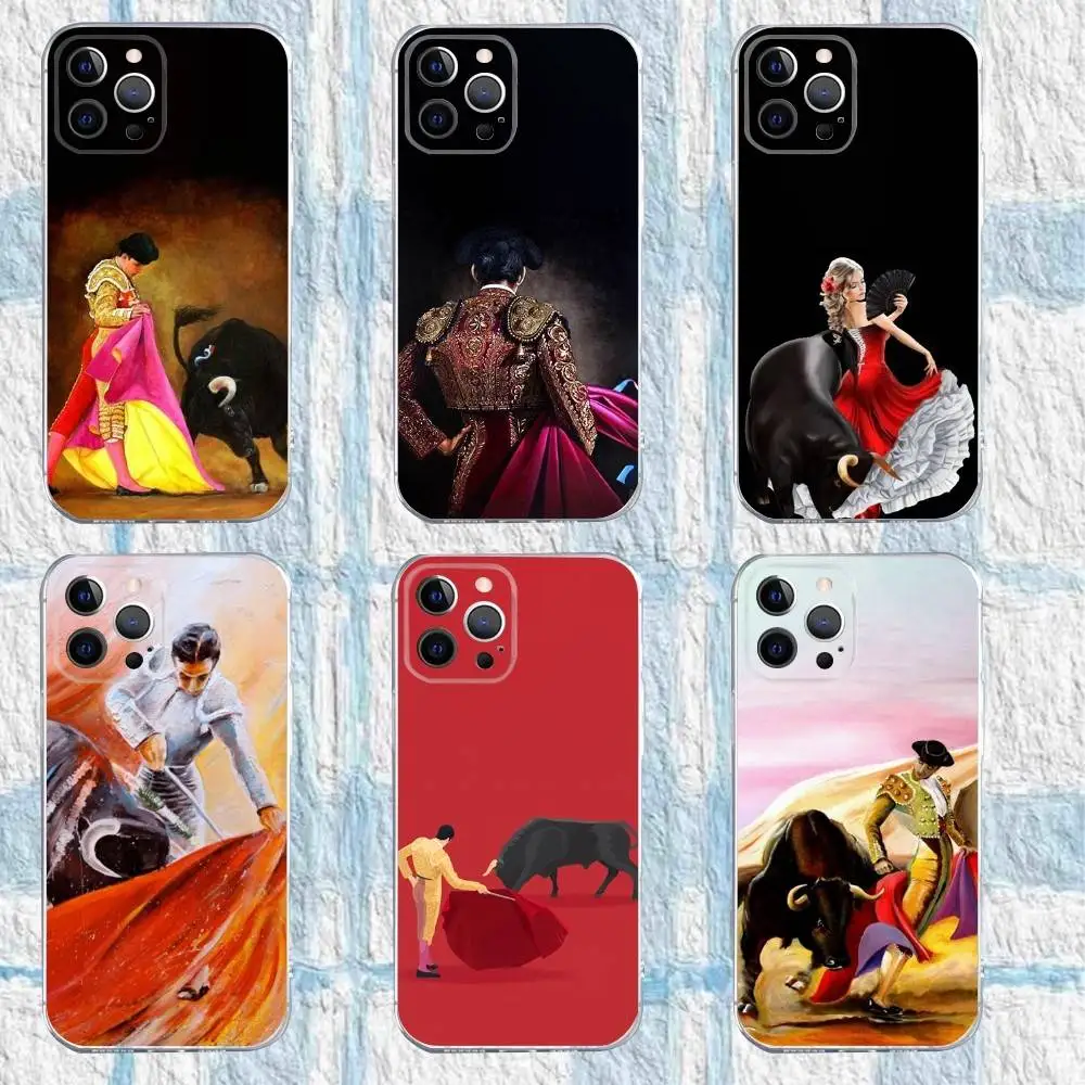 

S-Spanish Bullfighter Phone Case For iPhone 16,15,14,13,12,11 Pro,Max,Plus,X,XS,XR,SE,Mini Transparent Silicone Soft