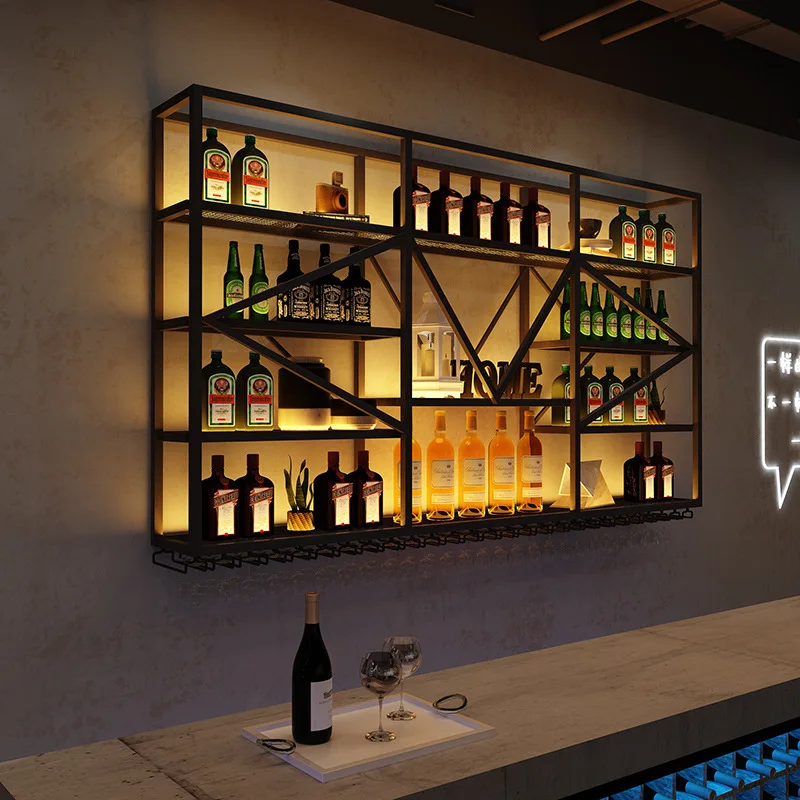 Hot Selling Wine Creative Light Luxury Wall Hanging Display Rack Clear Bar Bar Wall Hanging Wine Rack Wine Cabinet
