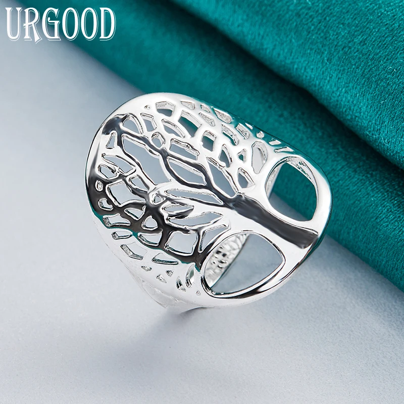 925 Sterling Silver Hollow Tree Of Life Ring For Women Man Party Engagement Wedding Romantic Fashion Jewelry Gift