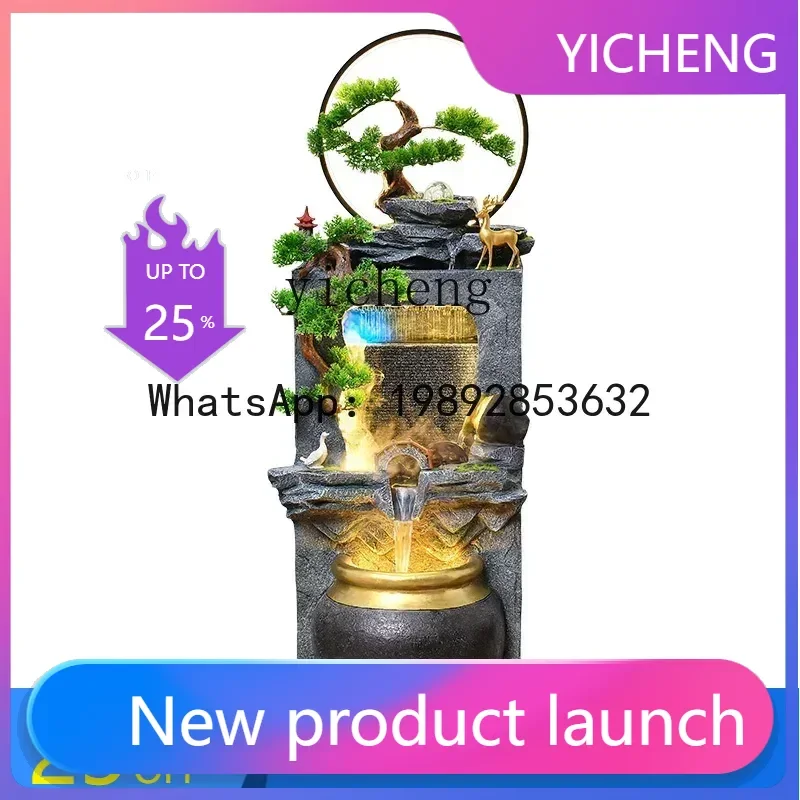 B1  alpine flowing water makes money ornament rockery fountain circulating water landscape floor-to-ceiling fish tank