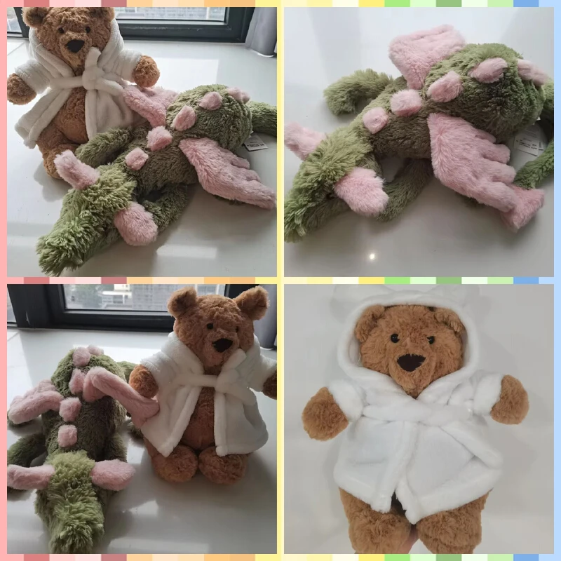 

60cm Cart Dragon Bathrobe Bear Plush Toy With Wings Rainbow Long Dragon Plush Toy Pillow Gifts For Boy And Girl Room Decoration