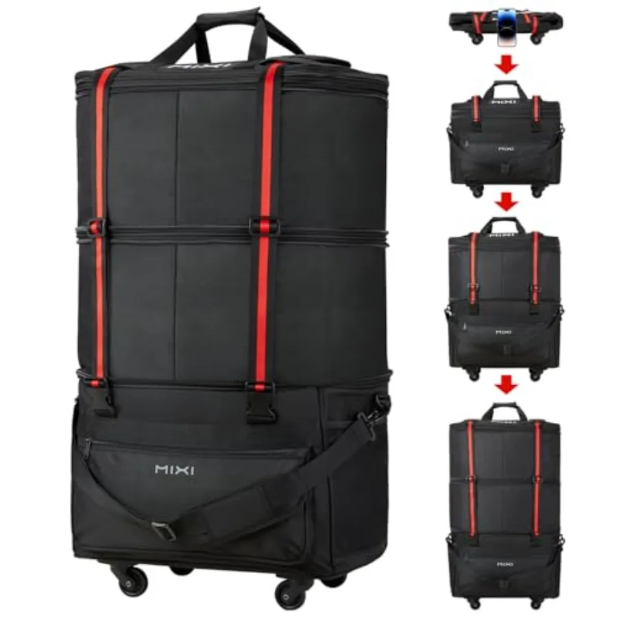 

mixi Travel Bag with Wheels Expandable Foldable Luggage Bag Collapsible Rolling Travel Bag Duffel Bag Large Capacity Suitcase f