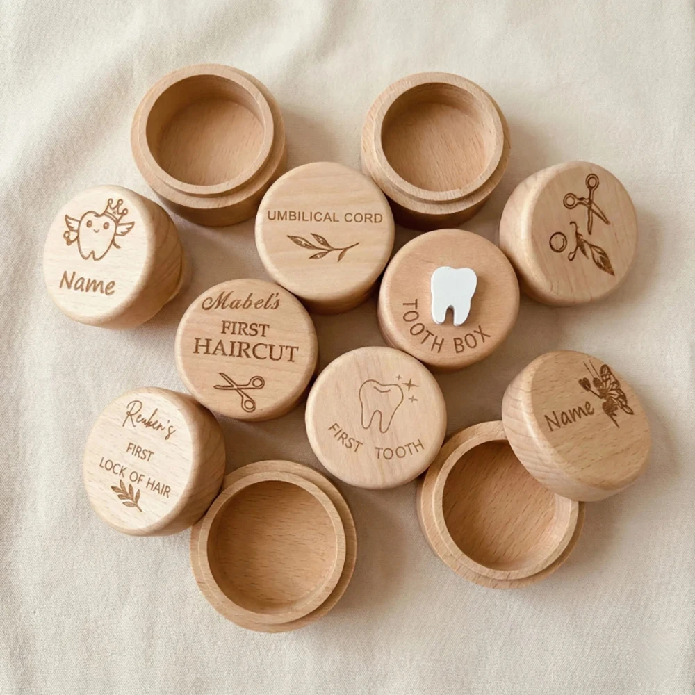 PIORPOY Dental Gift Wooden Milk Teeth Organizer Memorial Box High Quality Baby Tooth Box Collecting Teeth Save Gifts Tooth Box